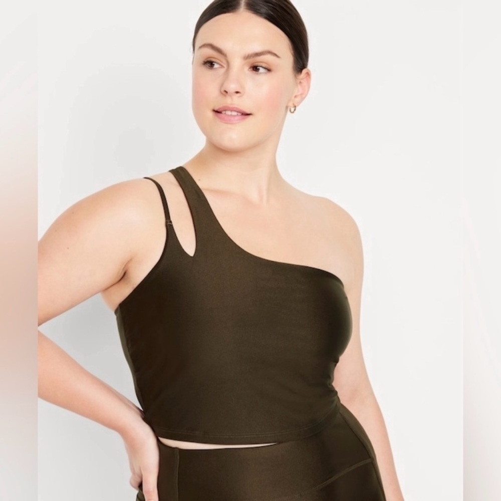 Old Navy One-Shoulder brown  longline sports bra top new large